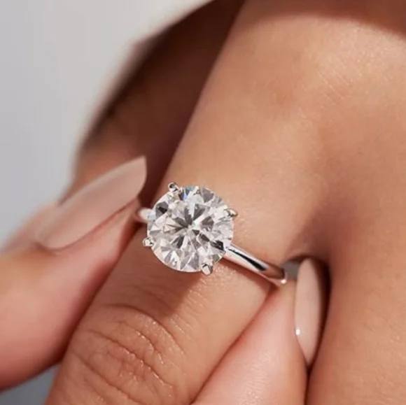 4ct Moissanite CERTIFIED Diamond Ring 18kgp 925 Sterling Silver